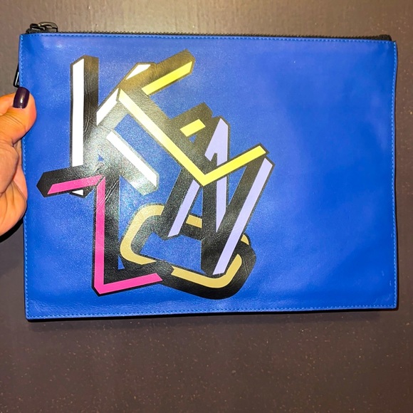 Kenzo Handbags - Kenzo Royal Blue 💙 Leather Logo Clutch 🔥